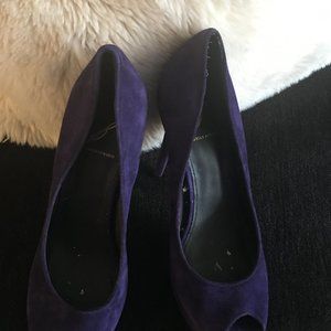Brian Atwood Size 8.5 Purple, Suede Peep-Toe pumps